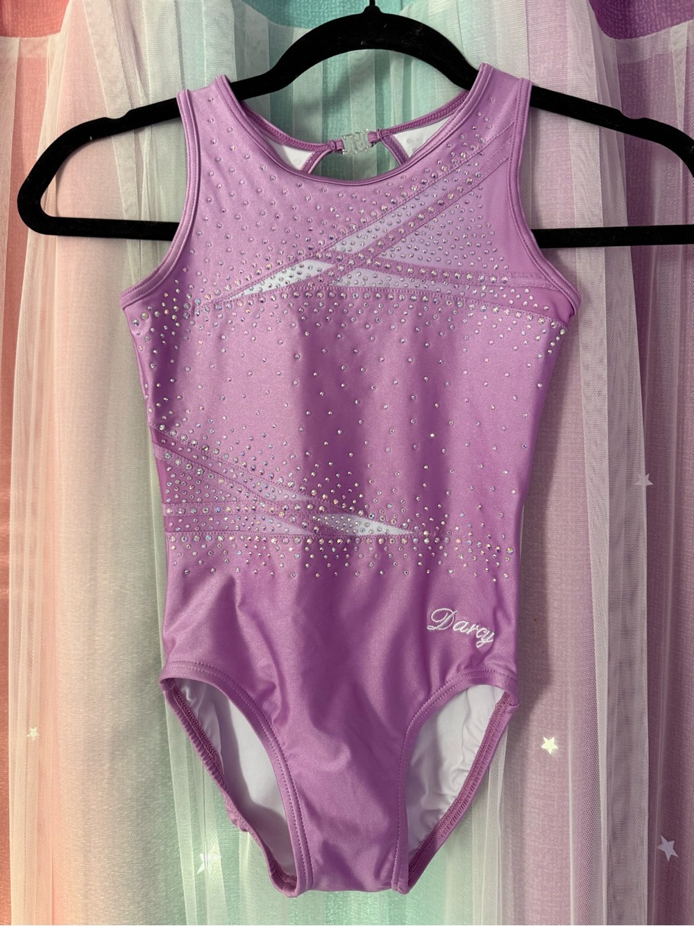 Girls' Lavender Rhinestone Gymnastics Leotard